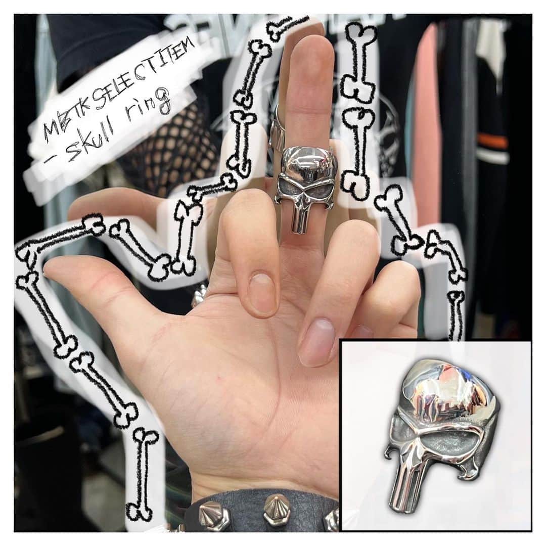 のインスタグラム：「mabatakiselectitems2023 -skull ring  ✝️店内商品全て通販可能です☮️ 通販ご希望の際はＤＭにてお受けしております😊  #nagoya#osu #tokyo #mabataki #vintage #fashion #fyp #y2k  #00s #90s #名古屋 #大須 #東京 #古着 #大須古着屋 #マバタキ」