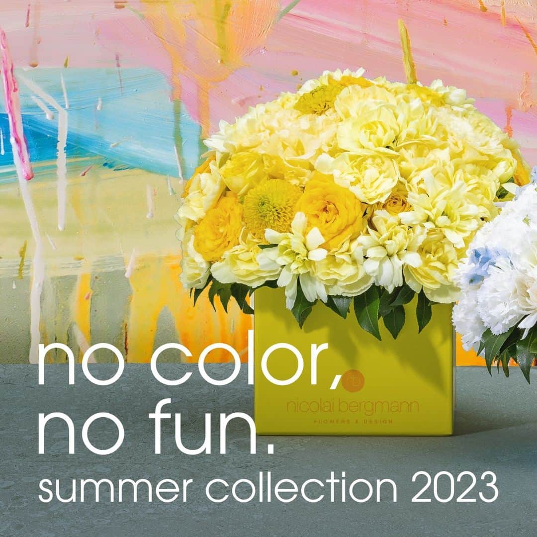 ニコライ・バーグマン・フラワーズ＆デザインさんのインスタグラム写真 - (ニコライ・バーグマン・フラワーズ＆デザインInstagram)「No Color, No Fun.⁠ CAMPAIGN Vol.1⁠ 6/1 - 6/30⁠ (Japan-only)⁠ ⁠ サマーコレクション2023の４色をテーマにした写真の中から、あなたが思う夏の色の写真を選び #nocolornofun とともにリポスト（フィード、ストーリーともに可）してください。抽選の中から各色1名ずつにフレッシュフラワーボックスをプレゼントいたします。⁠ ⁠ Lotus Pink - ロータスピンク 💖⁠ 「大人ピンク」を象徴するようなカラーです。⁠ 上品な柔らかさに包まれるような心地よい色合いです。⁠ ⁠ Sky Blue - スカイブルー💙⁠ 一面に広がる空の青さをイメージした清々しいカラーです。⁠ 透明感もある清々しい夏らしいブルーです。⁠ ⁠ Mint Green - ミントグリーン 💚⁠ 爽やかな夏をイメージした清涼感溢れるカラーです。⁠ この夏を爽やかに、そして心にも癒しを与えてくれます。⁠ ⁠ Canary Yellow - カナリーイエロー 💛⁠ その名の通りカナリア鳥のビビッドな黄色の羽をイメージしたカラーです。⁠光り輝くイエローが、より明るく楽しい夏にしてくれます。⁠ ⁠ ⁠ ※抽選結果は7月上旬にDMでご連絡をいたします。⁠ ※必ずハッシュタグをつけてリポストしてください。⁠ ※本アカウント以外から当選のご連絡をすることはございませんので、偽アカウント等にご注意ください。⁠ ※当キャンペーンは、Facebook社のInstagramとは一切関係ありません。⁠ ※プレゼントの発送は日本国内に限定させていただきます。 ※ご参加いただくには、アカウントの投稿を“公開”にした状態にしてください。投稿が“非公開”の場合はご参加できませんので予めご了承ください。」6月1日 18時57分 - nicolaibergmann