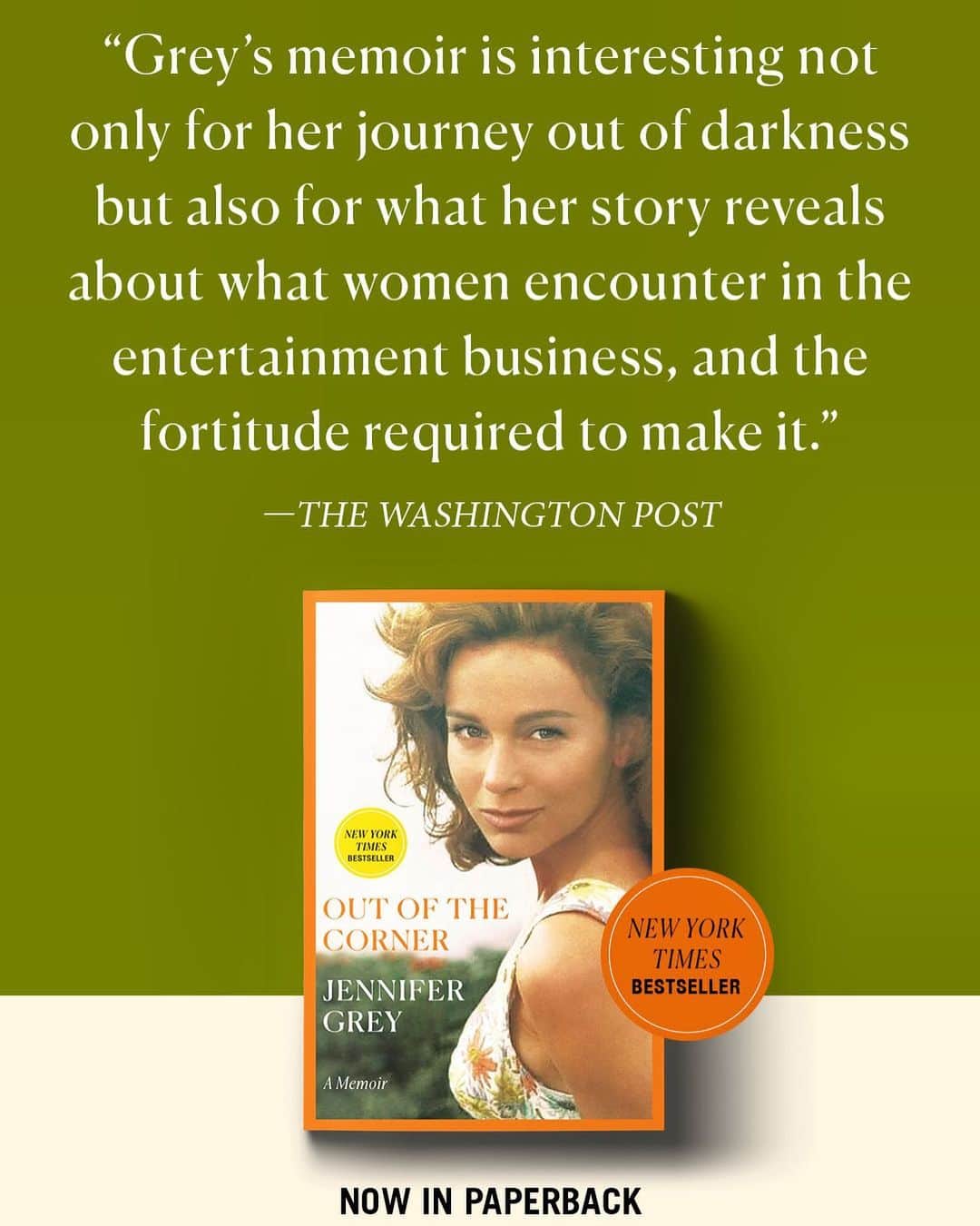 ジェニファー・グレイのインスタグラム：「got yer summer reading in order? #OutOfTheCorner is now out in paperback! and if you prefer to listen, i can be your traveling companion on @audible! #summerreading #summerreadinglist #jennifergrey @penguinrandomhouse @randomhouse #paperback」