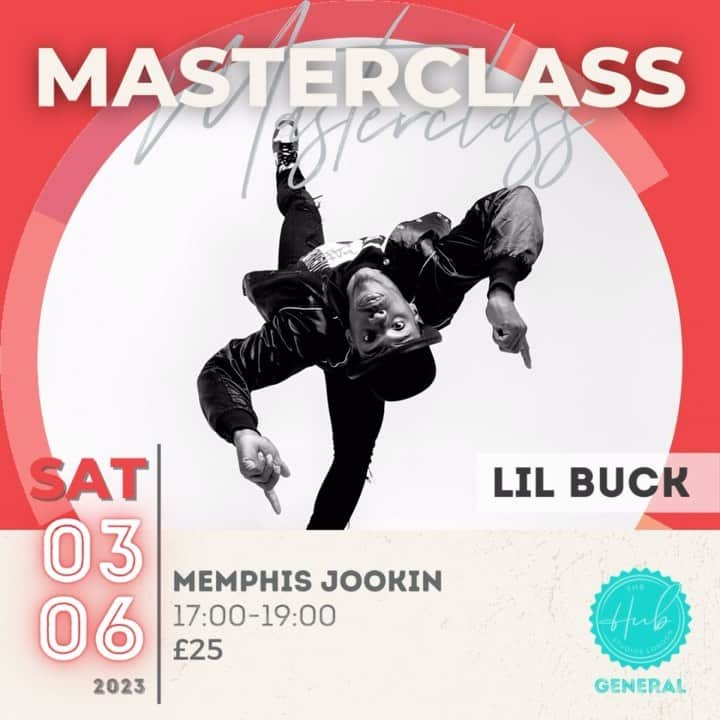 Lil Buckのインスタグラム：「🚨MASTERCLASS WITH @lilbuckdalegend ! 🤩 Come learn Memphis Jookin fundamentals from world renowned dancer Lil Buck at The Hub Studios London!   🗓️THIS SATURDAY! June 3rd! ⏰17:00-19:00 💰£25  Book now via our app 📲  ##studiohire #dancestudio #hirespace #thehub #thehubstudios #dancehire #rehearsalspace #hiredaily」