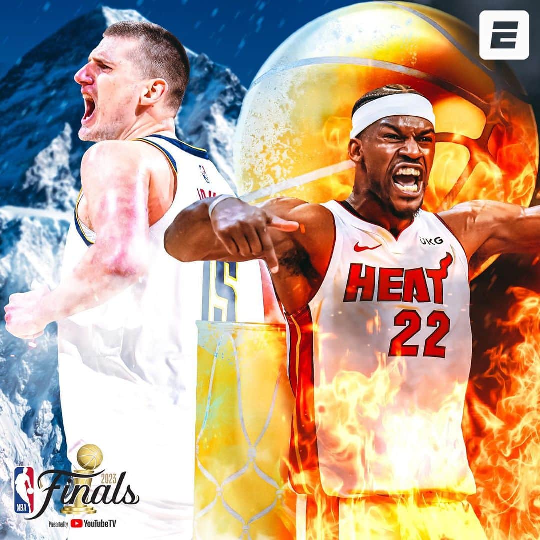 アメリカン・ブロードキャスティング・カンパニーのインスタグラム：「2-time NBA MVP Nikola Jokić and the Denver Nuggets look to cool down Jimmy Butler and a 🔥 Miami Heat team in Game 1 🏀 It all begins 8:30e/5:30p on ABC!」