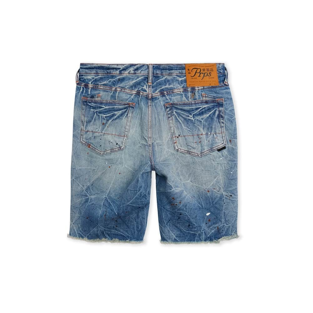 ピーアールーピーエスさんのインスタグラム写真 - (ピーアールーピーエスInstagram)「RAINS SHORTS | Paint splattered with a raw edge hem, give these Rains Shorts an edge to any tee or sweater. These light wash denim shorts have 5 pockets, a zipper fly, and tons of purpose.」6月2日 6時01分 - prpsjeans