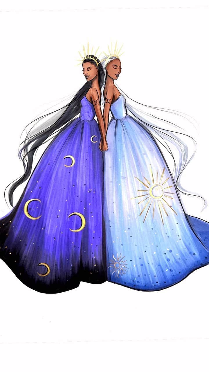 Holly Nicholsのインスタグラム：「Gemini Season ♊️💜🥰 #gemini #geminiseason #zodiac #fashionillustration #asmr #oddlysatisfying」