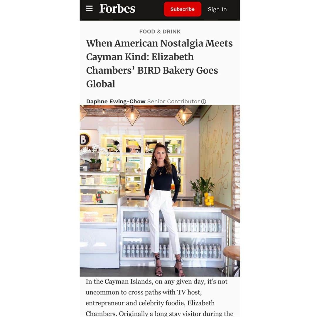 Elizabeth Chambers Hammerのインスタグラム：「Ahhhh…my fourth BIRD baby is here! And she’s global. Thank you so much for the support and for the lovely words, @forbes @forbeswomen @daphne_ewingchow_writer. Grateful for this beautiful island, our team, our space, and for this partnership, @mykonoscayman @frank.schilling @creis1302. The best is yet to come. 🕊️🕊️🕊️」