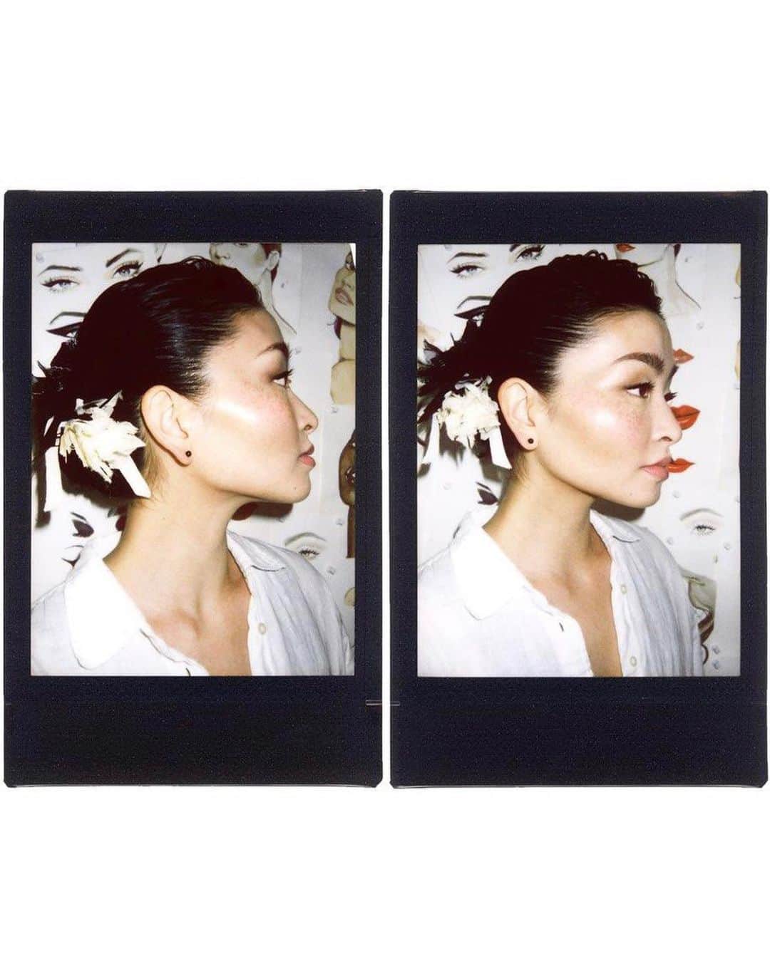マイア・シブタニのインスタグラム：「Appreciation post for the artists who helped me get ready for this year’s #GoldGala.  @beautyisboring designed one of my favorite beauty looks yet! We’ve worked together for years - I’m always in safe hands with the immensely talented, Robin Black.  @sheridanwardofficial did a fantastic job with my hair. This style was different from what I’ve done in the past. It stayed in place all night long and I loved it! Thank you, Sheridan!  The flowers in my hair were made by @considered_objects. They are entirely hand-cut and hand-stitched with silk thread. Each flower is made from repurposed silk textile remnants. I admire Sara Sakanaka’s zero waste design and creativity.  Instax minis: @beautyisboring」
