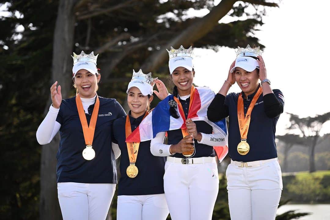 アリヤ・ジュタヌガーンのインスタグラム：「Team Thailand- I am super proud to be part of your team!  Thank you to Hanwha lifeplus for staging The International Crown and everyone including fans at theTPC Harding Park for the perfect week in San Francisco.  We had the dream team! Playing with all the younger golfers from Thailand this week has not only inspired me but has also given me so much strength and pride that we have these amazing talents in Thailand. My team mates were all very impressive and will continue to put Thailand on the world map. We have a very exciting golfing future to look forward to!! I am truly honored by the victory and we look forward to playing in the next edition of Hanwha lifeplus International Crown 2025! Go Team Thailand! 🥳🥳🇹🇭🇹🇭」