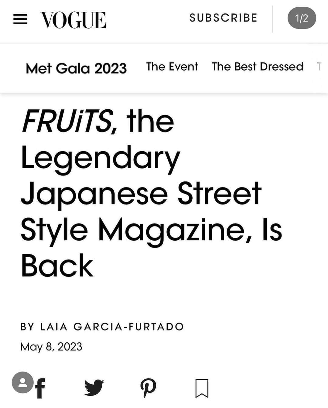 FRUiTSさんのインスタグラム写真 - (FRUiTSInstagram)「Huge thanks to @voguemagazine for this incredible write-up of the @fruitsmag English edition. Follow the link in the bio to get your copy.  #fruitsmagazine #fruitsmagazinearchive #vogue #voguemagazine #english」5月9日 13時25分 - fruitsmag