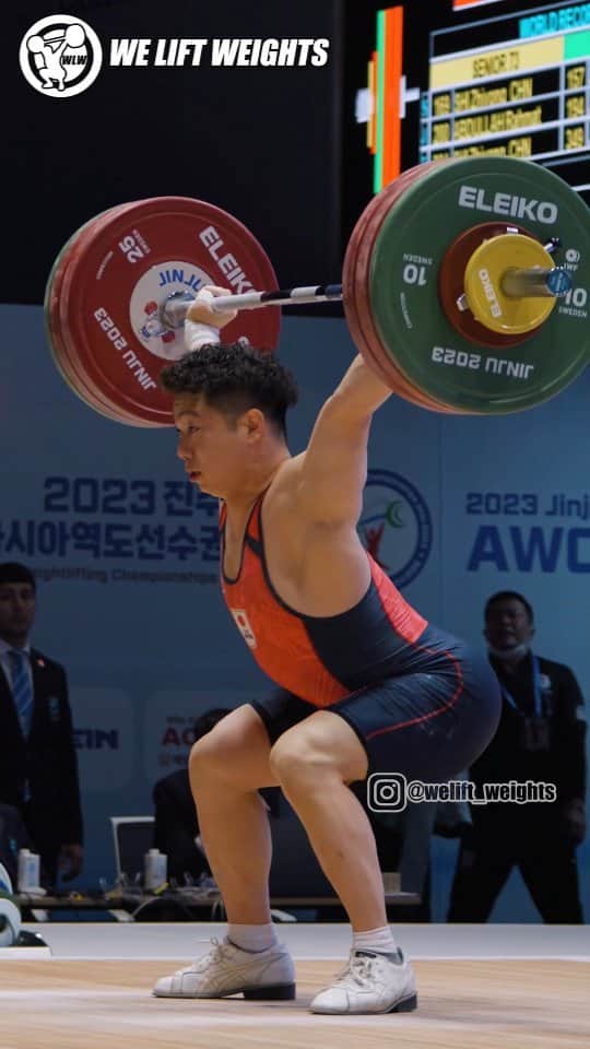 宮本昌典のインスタグラム：「2023 Asian Champion 🏆 Miyamoto Masanori (73kg) snatching 153kg at 2023 Asian Championships! This is just two kg below his national record snatch he hit back in 2020. This was also his international competition PR. What's interesting is that he won bronze both in the snatch and the clean&jerk. #weightlifting #olympicweightlifting #snatch #squat #スナッチ　#ウエイトリフティング」