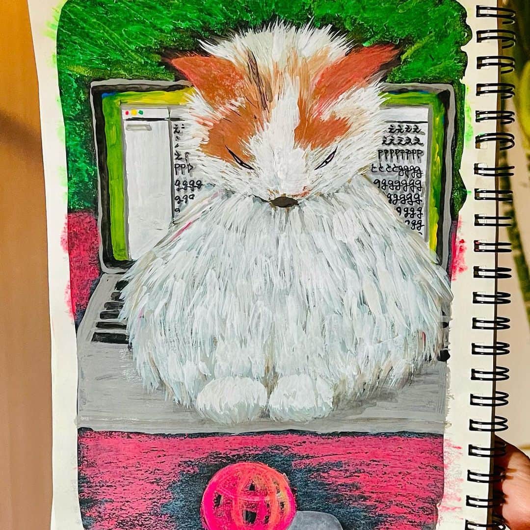 池田有希子のインスタグラム：「迷惑系猫。  #sketchbook #illustration」
