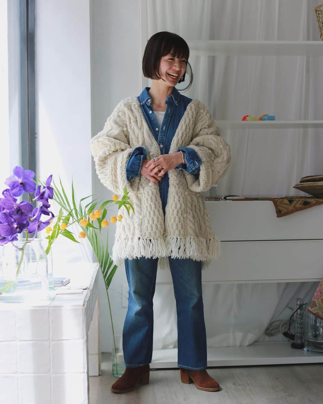 池田泉さんのインスタグラム写真 - (池田泉Instagram)「⁡ オンラインストアでご予約承っております◯ ⁡ patchwork handknit gown 様々な編みのモチーフをパッチワークのように 繋ぎ合わせて一着の中に詰め込んだ、 今年のラインナップの中で一番手が込んだニット。 ⁡ 毎年、新しいデザイン、新しい編み方を依頼して 新しい技術にチャレンジしています。 いろんなパターンのニット達、 秋冬をイメージして‥❄沢山️着てみました。 ⁡ ＿＿＿ ⁡ PUR HAND KNIT Made inNepal. preorder ▪︎Online store DATE｜- 5.14（日）23:59 ⁡  preorder & pop up store ▪︎Tokyo DATE｜5.13（土）11:00-18:00 　　　　5.14（日）10:00-17:00 PLACE｜東京都渋谷区富ヶ谷2-17-12  　　　　　w/ @vintage.traveller  ⁡ ⁡ ⁡ ⁡ ⁡」5月9日 21時05分 - xxizumi123xx