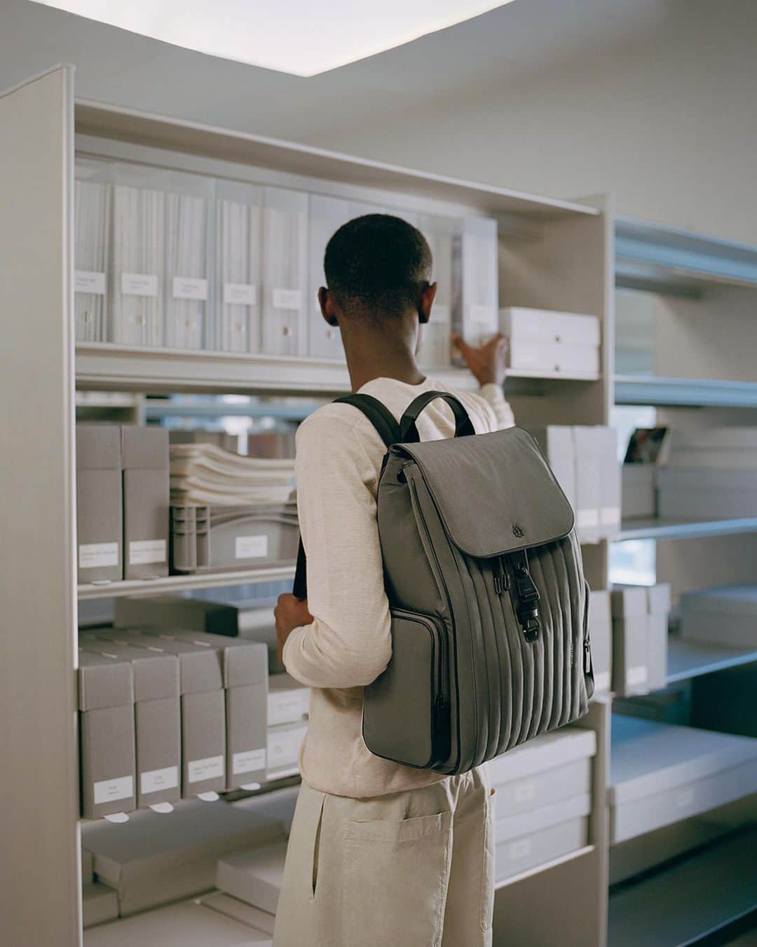 のインスタグラム：「Heritage is a guiding force at RIMOWA, and the International Library of Fashion Research honours this value. The two come together in celebration of the new RIMOWA Never Still Nylon Backpack and the Personal Cross-Body Bag, captured at the iconic institution in Oslo.   #RIMOWA #RIMOWAneverstill」