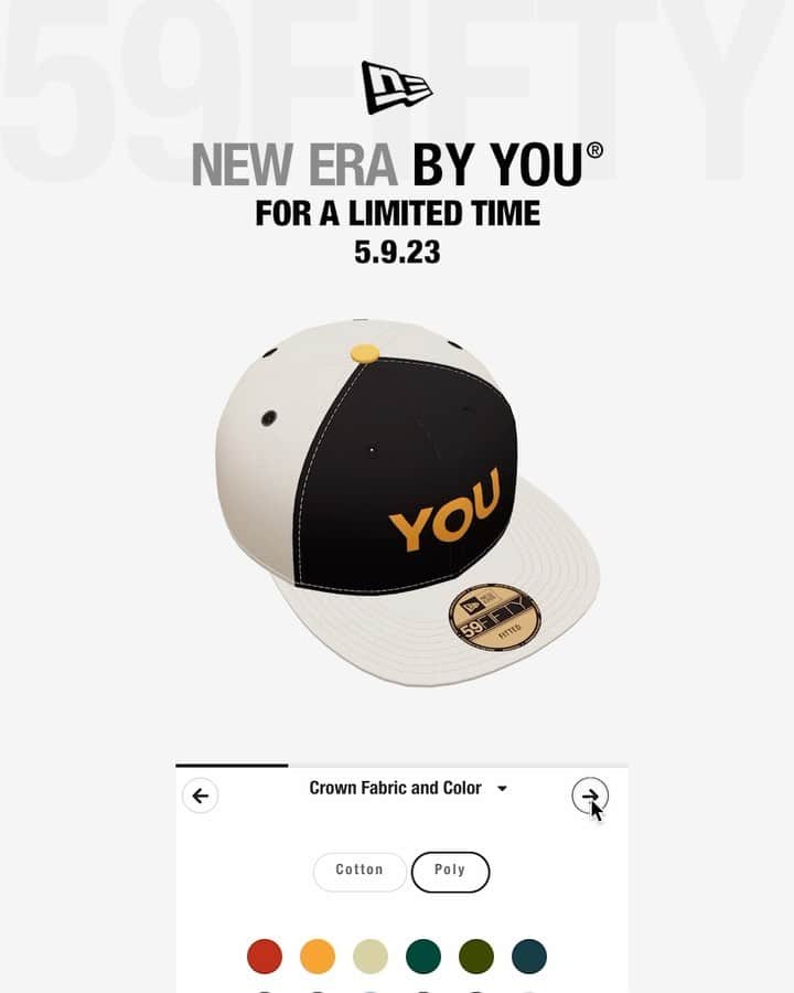 ニューエラ・キャップのインスタグラム：「Introducing New Era By You®. For a limited time, customize your own fitted with New Era logos and personalized embroidery. Create yours today on our website by visiting the link in our bio!」