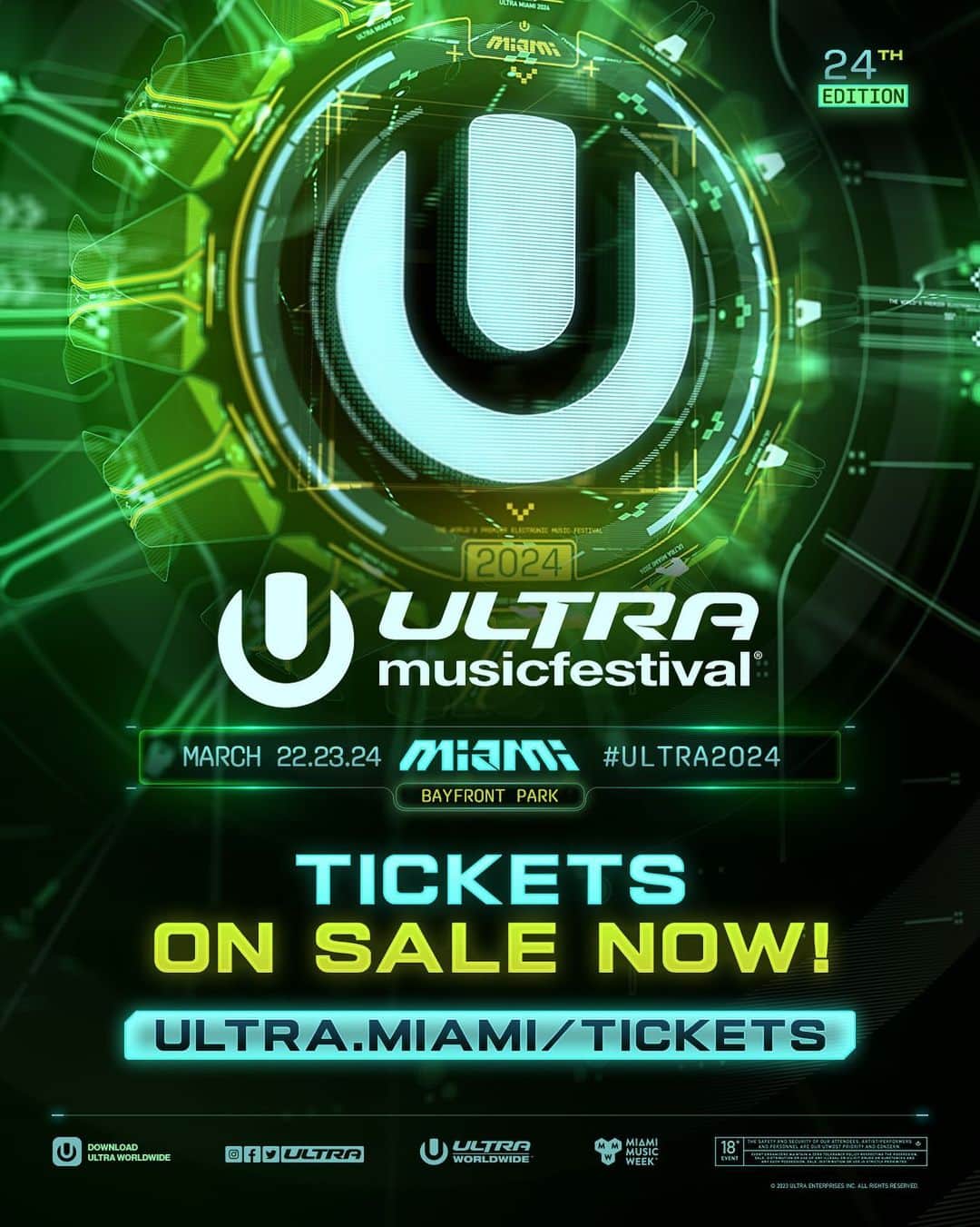 Ultra Music Festivalのインスタグラム：「It’s that time! Limited tickets to #Ultra2024 are ON SALE NOW! Don’t wait, buy now to guarantee the best-priced tickets ➡️ ultra.miami/tickets」