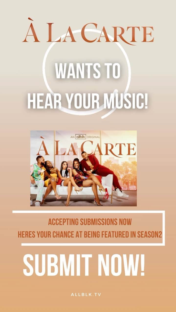 ディジョン・タルトンのインスタグラム：「Artist and Musicians!! Do you want your original music featured in Season 2 of @alacarteallblk on @watchallblk ?!  Please submit your music NOW! The contest is LIVE until the End of Day Tuesday May 16th, 2023!  We hope to hear yo 🔥🔥🔥 in Season 2!  Link to submit in the bio!」