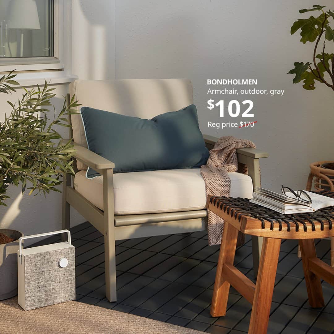 IKEA USAのインスタグラム：「Take the summer celebrations outside! We can help you bring a fresh look to your outdoor space this season with 40% savings on select BONDHOLMEN outdoor furniture. Learn more at the link in bio.」