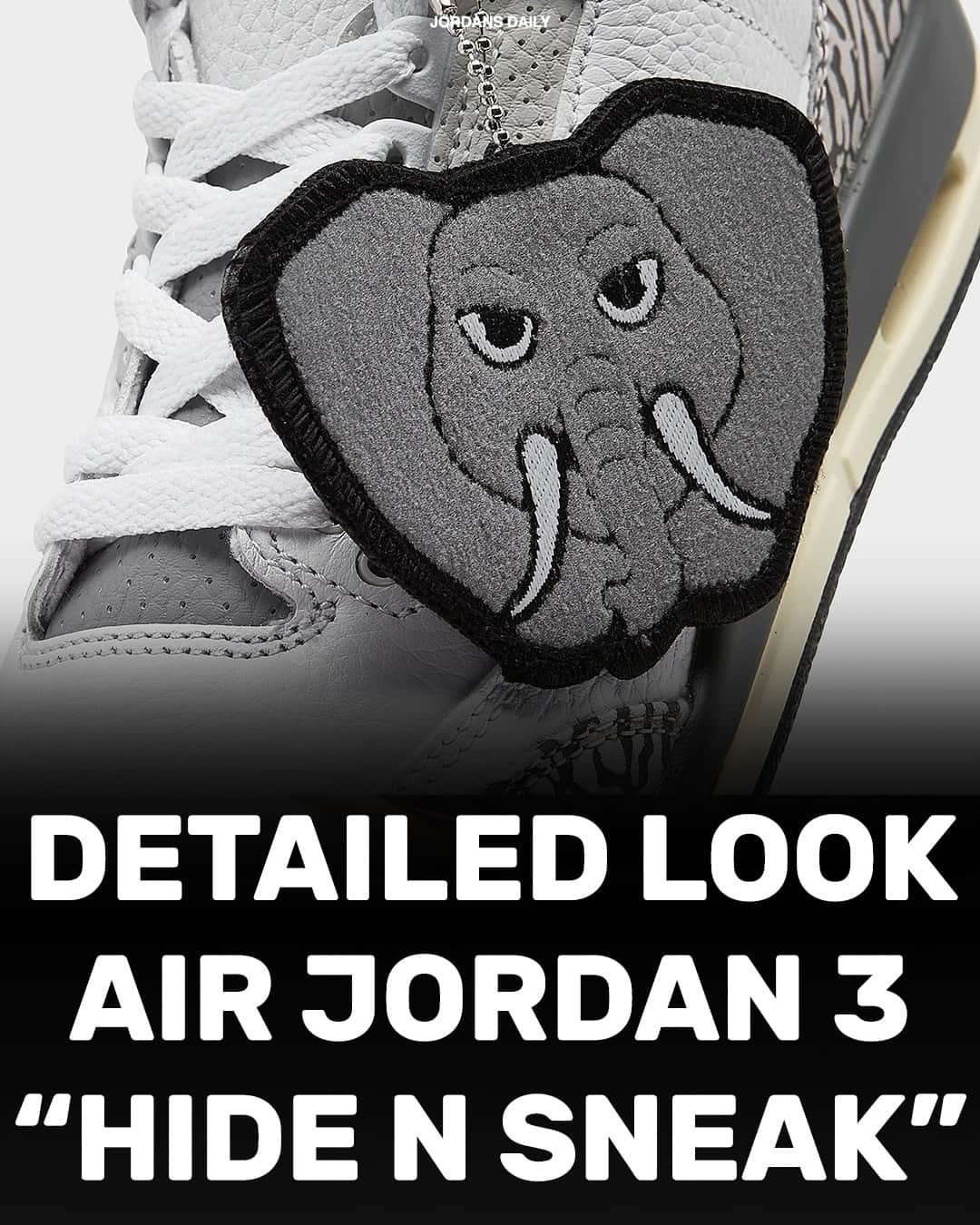 Sneaker News x Jordans Dailyさんのインスタグラム写真 - (Sneaker News x Jordans DailyInstagram)「Best Look  Yet at the Air Jordan 3 "Hide N Sneak" 🐘⁠ Releasing June 6th in GS, PS, and TD sizes⁠ ⁠ LINK IN BIO for more info 📝」5月10日 4時06分 - jordansdaily