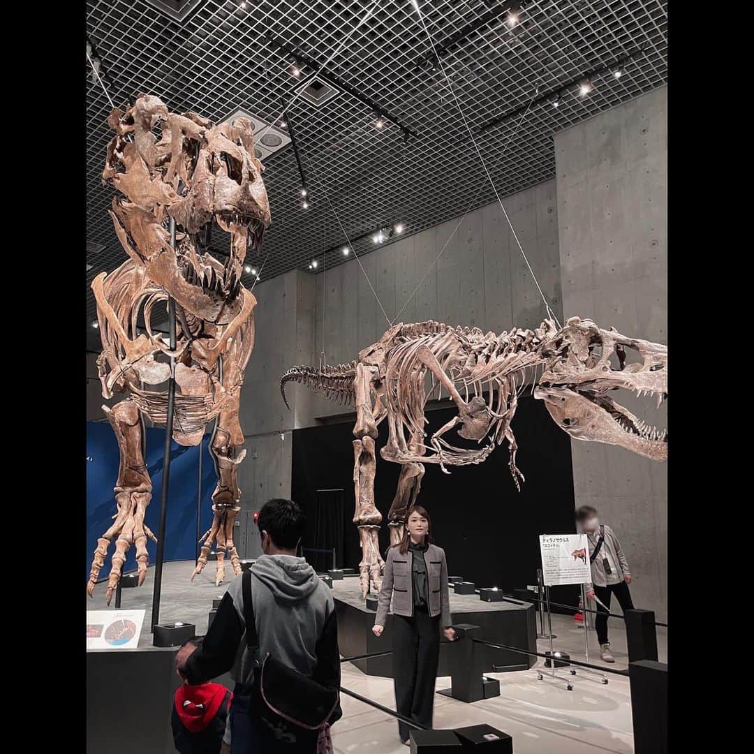 村山千代さんのインスタグラム写真 - (村山千代Instagram)「🦕 恐竜博2023に行ってきたー🦖 「スコッティ」と「タイソン」 (ティラサウ)を背に直立不動の人。 #恐竜博 #ティラノサウルス  #ラプトル #ズール #国立科学博物館  #上野 #恐竜博2023」5月10日 16時01分 - chiyocolate420