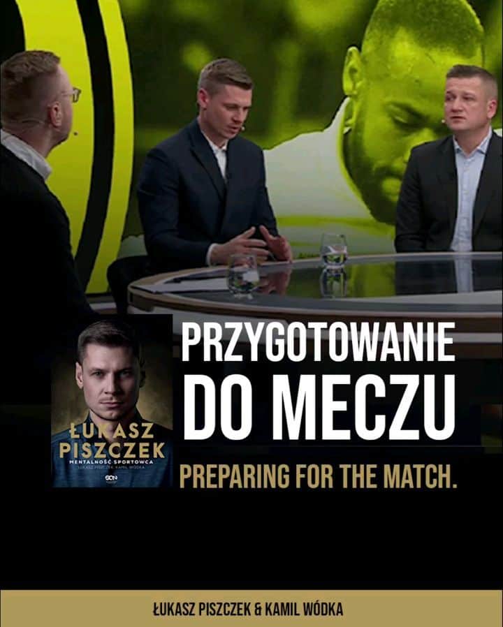 ウカシュ・ピシュチェクのインスタグラム：「Przygotowanie do meczu.  Czy do meczu można się przygotować? Czy warto o nim wcześniej myśleć, czy też "nie ma potrzeby zawracać sobie tym głowy"?  W rozdziale VII opowiadamy o tym, z czego może brać się dobra dyspozycja w trakcie gry.  Pokazujemy, że mecz jest pochodną pracy, którą zawodnik wykonał w każdym aspekcie swojego przygotowania. Również w tygodniu meczowym.  Mówimy o przygotowaniu fizycznym, ale też poukładaniu i zakodowaniu kwestii taktycznych. I pokazujemy, jak techniki treningu mentalnego mogą być w tej pracy przydatne. #MentalnośćSportowca」