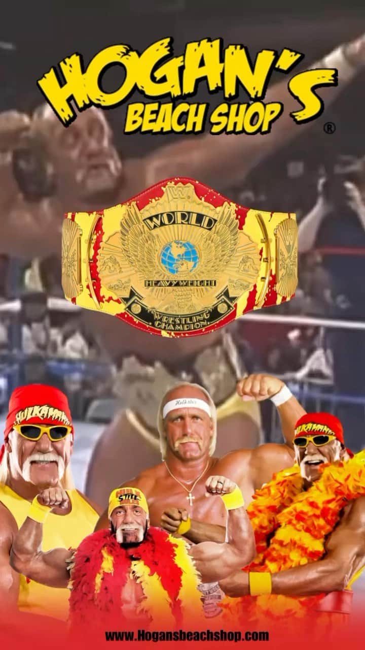 ハルク・ホーガンのインスタグラム：「Ready to own a piece of Hulkamania history? 💪🏽🏆 Order your autographed title belt online or in-store at @hogansbeachshop Brother!!  Show now at the link 👉🏽 https://hogansbeachshop.com/collections/autographed-titles-belts  #Hulkamania #AutographedBelts #LimitedEdition」