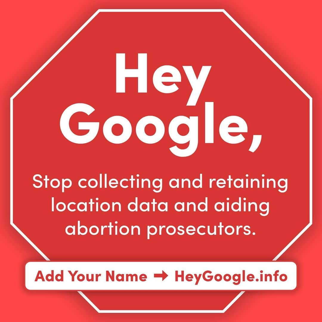 キャメロン・ラッセルのインスタグラム：「#HeyGoogle, you committed to delete location data for health care visits including abortion care. But @accountabletech found you’re still retaining this data.  Join me in urging @Google to stop collecting and retaining location data and aiding abortion prosecutors at HeyGoogle.info.  Link in bio as well」