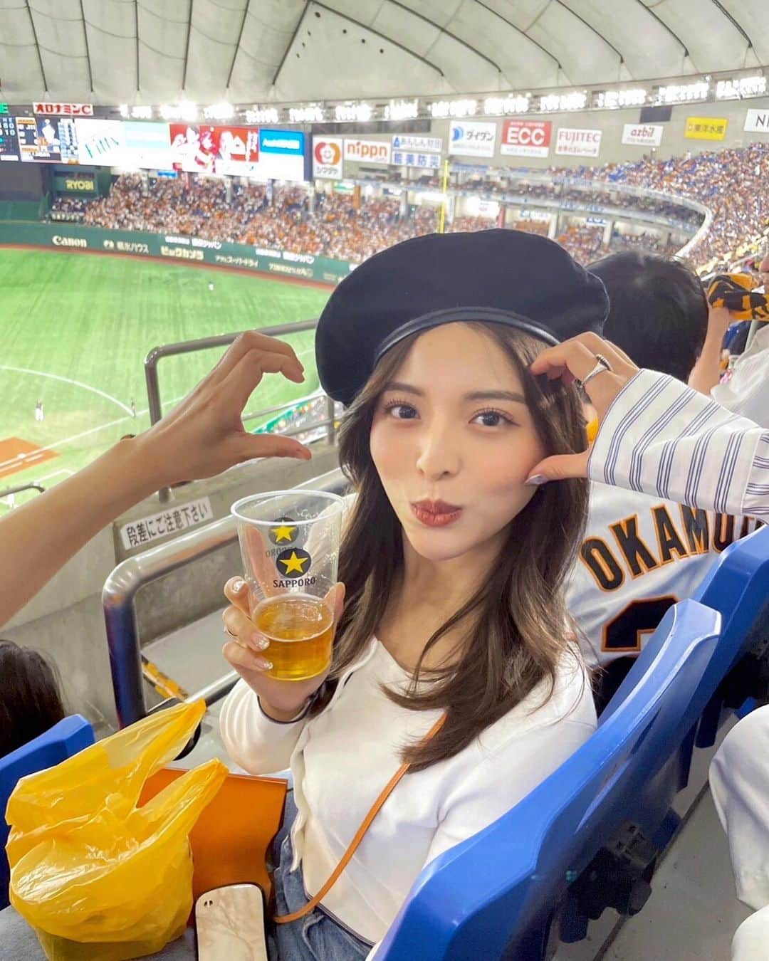 天野一菜のインスタグラム：「. 少し前の野球観戦⚾️ 初心者でもとっても楽しめました、また行きたい☺️」