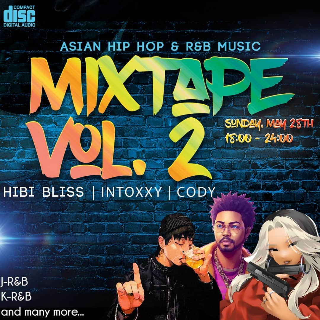 Codyのインスタグラム：「今年はDJチャレンジしてる！ Improving myself as a DJ this year.  5/14 CONNECTION  With @yukita_insta  18:00-24:00  5/28 MIXTAPE VOL.2 Asian R&B Night With my baby girl @hibibliss & new bestie @intoxxy  18:00-24:00  All at @aiirocafe @aiirocafe2」