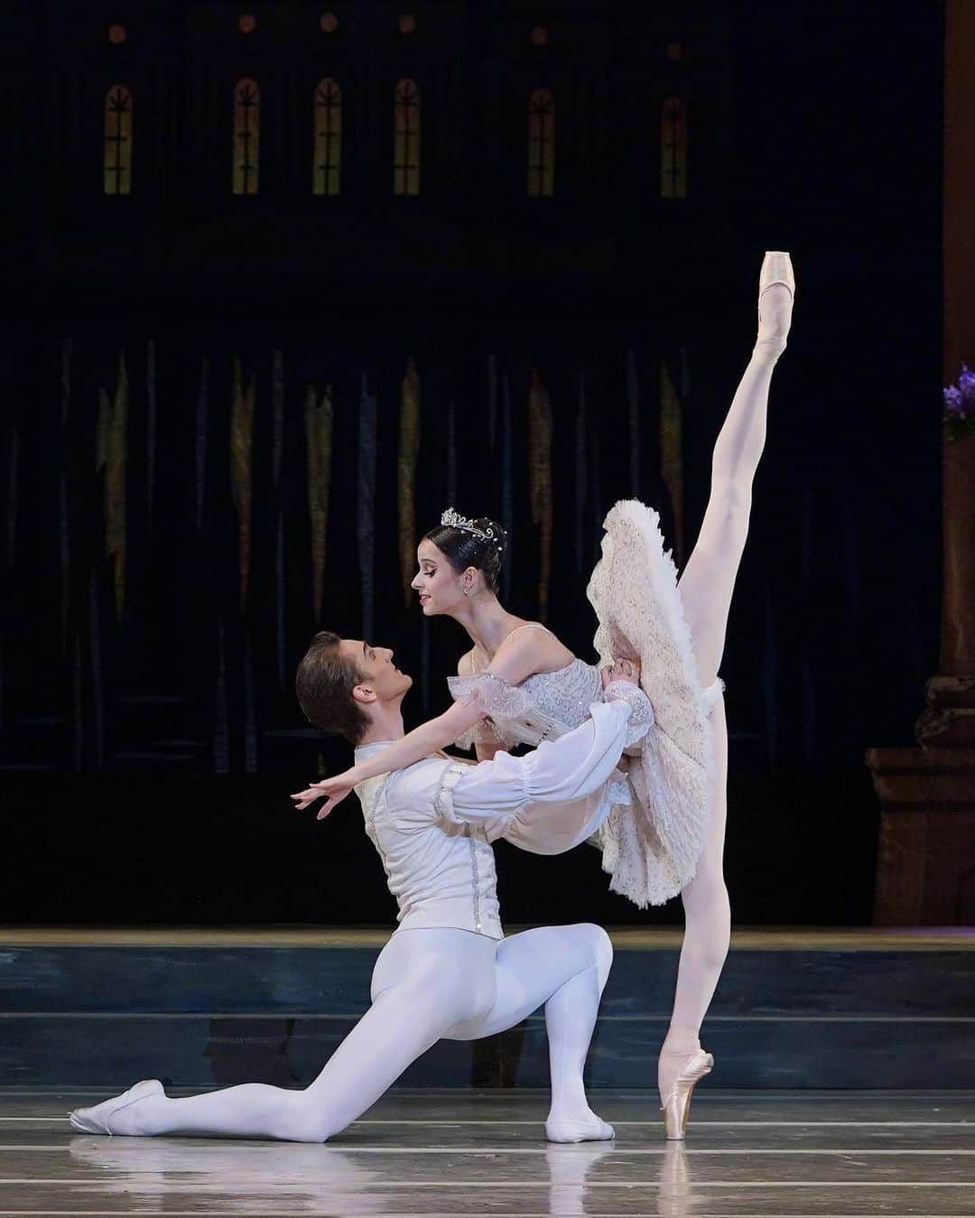 のインスタグラム：「“SLEEPING BEAUTY” 08.05.23 🤍 Swipe to see the videos from the 3rd Act Variation and Pas de Deux with @_evgeny_konovalov_balletfamily 🙏🏻  As always beautifully caught moments by @anfffoto  Special thanks to @chacott_jp for my wonderful tiara 👑  What’s your favorite part of “Sleeping Beauty”? Photos from which act would you like me to also share?   “СПЯЩАЯ КРАСАВИЦА” 08.05.23 🤍 Листайте, чтобы посмотреть видео Вариации и Адажио из Па де де 3го акта с @_evgeny_konovalov_balletfamily 🙏🏻 Как всегда благодарю @anfffoto за пойманные моменты!  Есть ли у вас любимая часть в этом балете? Может быть, вы бы хотели, чтобы я поделилась фотографиями какого-то конкретного момента спектакля?」