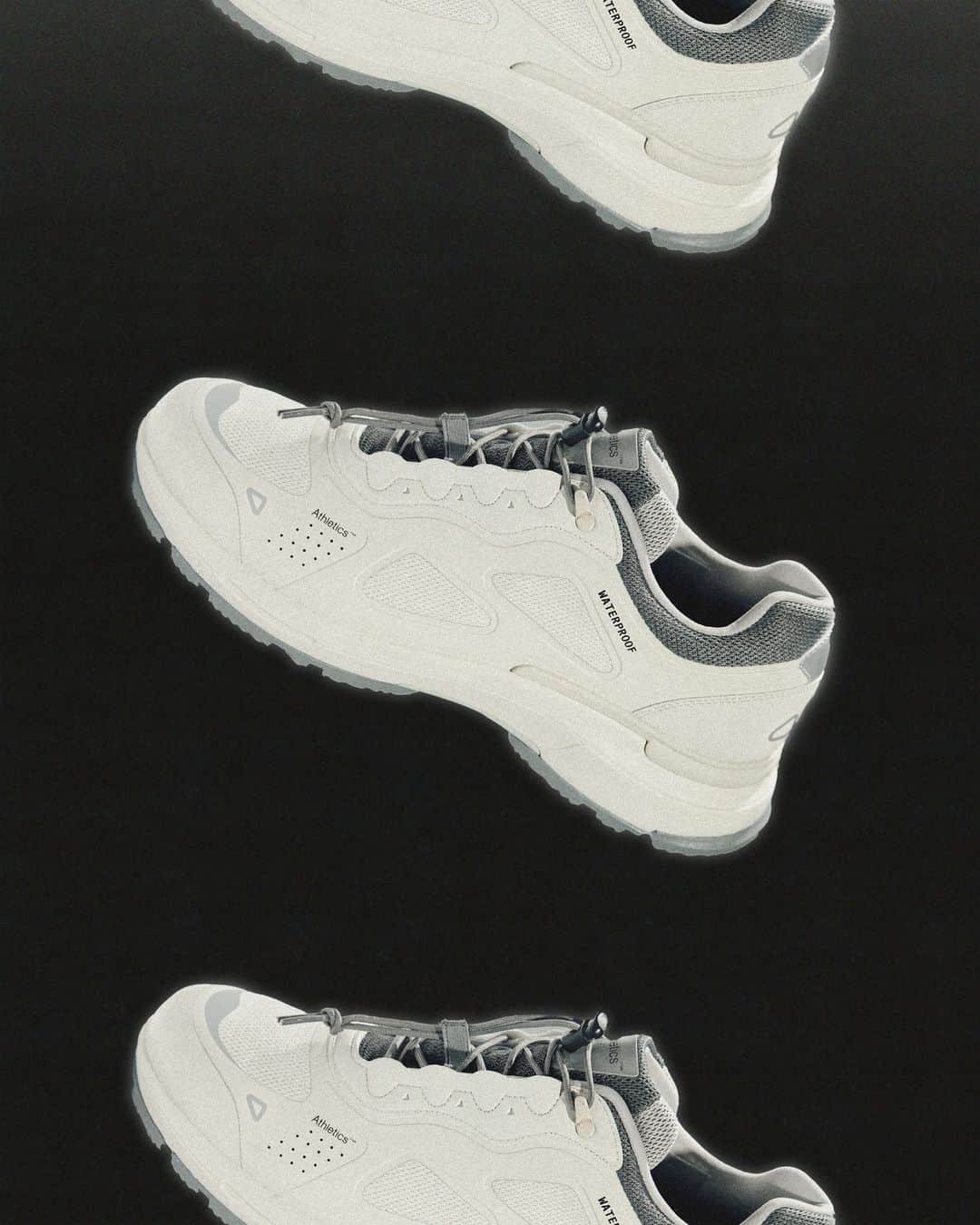 ガーブストアのインスタグラム：「Arriving in low and mid-top silhouettes, Athletics Footwear’s signature ONE.2 trainers are updated with weather-resistant fabrication to create the Waterstop range. ⁠Made with 3D-molded MOLDTEC® uppers, they feature a waterproof PU lining, practical drawcord fastenings and DURACOMP® rubber soles. ⁠」
