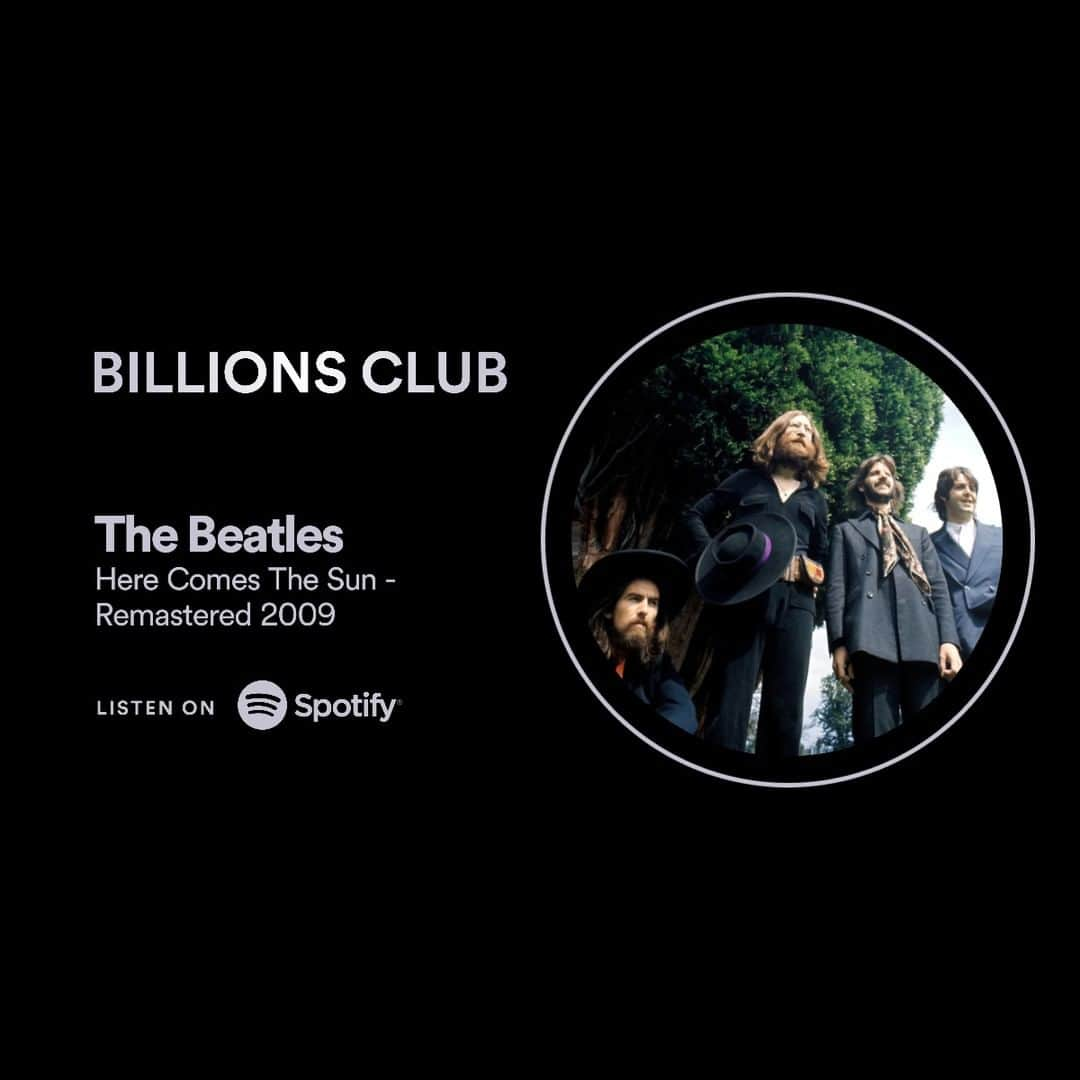 The Beatlesさんのインスタグラム写真 - (The BeatlesInstagram)「"Here Comes The Sun" has hit 1 billion streams on @spotify - thank you to all the fans!」5月11日 0時00分 - thebeatles