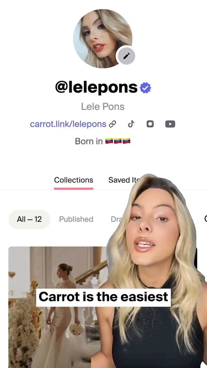 Leleponsのインスタグラム：「Who wants to go on the next big influencer trip? Go to Carrot.link and create a collection for your chance to win 🥕🥕  I’ll be picking my favorite collections with my co-hosts @parishilton @tanamongeau and @paigtaylor.s   Here are my collections so far http://carrot.link/lelepons  Let’s get this Carrot party started! #CarrotLink #carrotawards」