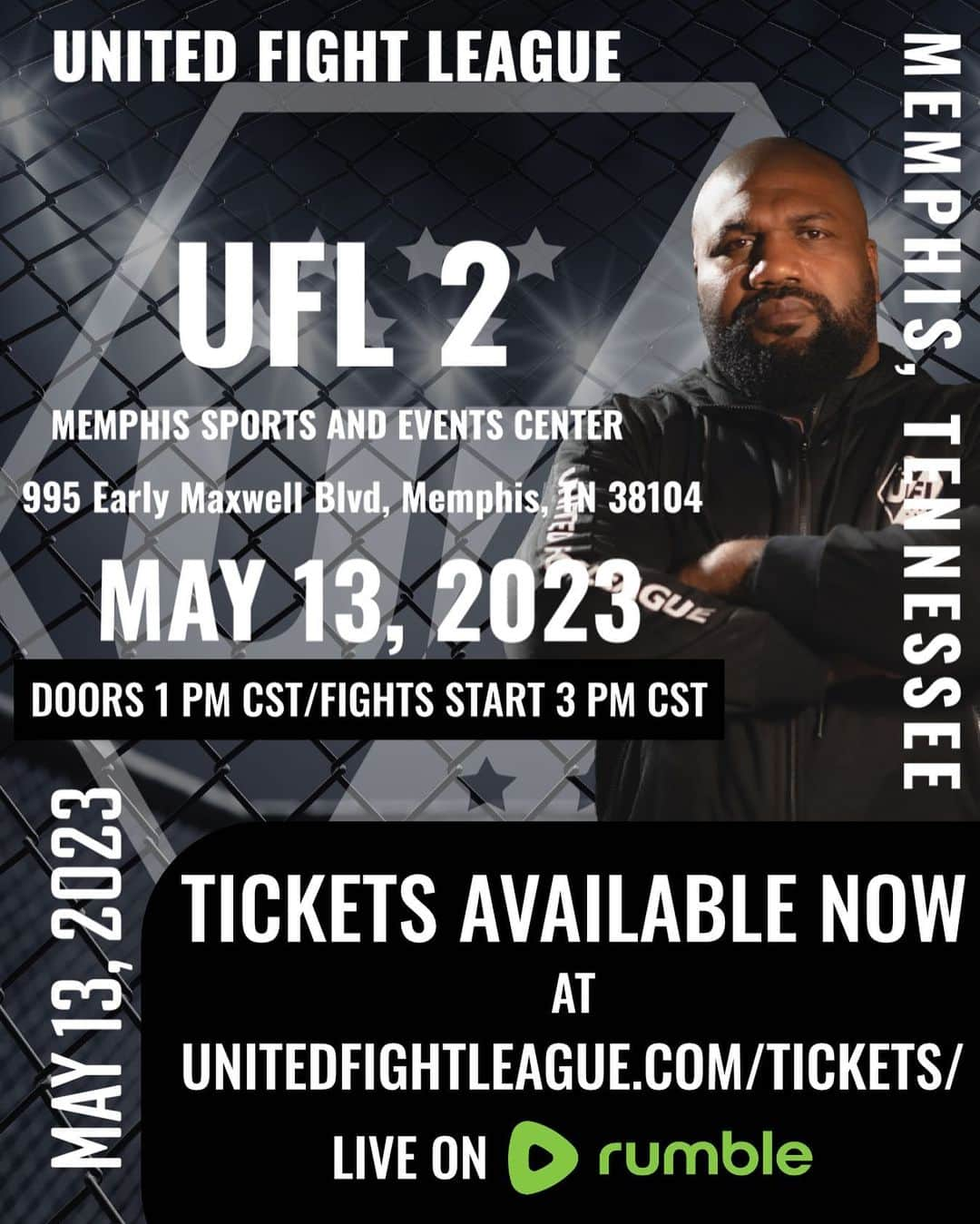 クイントン・ジャクソンさんのインスタグラム写真 - (クイントン・ジャクソンInstagram)「🗓️SATURDAY, MAY 13TH | 📍Memphis, TN  SECURE YOUR TICKETS NOW and be a part of the thrill and excitement at #UFL2 as we touch down in @rampage4real hometown of Memphis, TN for the second half of the Championship Grand Prix Quarterfinals @memphissportsandevents 🔥  🎫 TICKETS AVAILABLE NOW - LINK IN BIO   🥊 UFL 2 | 🗓 Saturday, May 13th | 🚪 Meet & Greet with @rampage4real 1 pm CST | ⏱️ Fights 3 pm CST, 2 pm MST, 1 pm PST, 4 pm EST |📍Memphis, TN @memphissportsandevents   📺 STREAMING FREE ON RUMBLE - LINK IN BIO   #ufl #ufl2 #unitedfightleague #mma #mixedmartialarts #memphis #combatsports #tickets #fightweek」5月11日 1時40分 - rampage4real