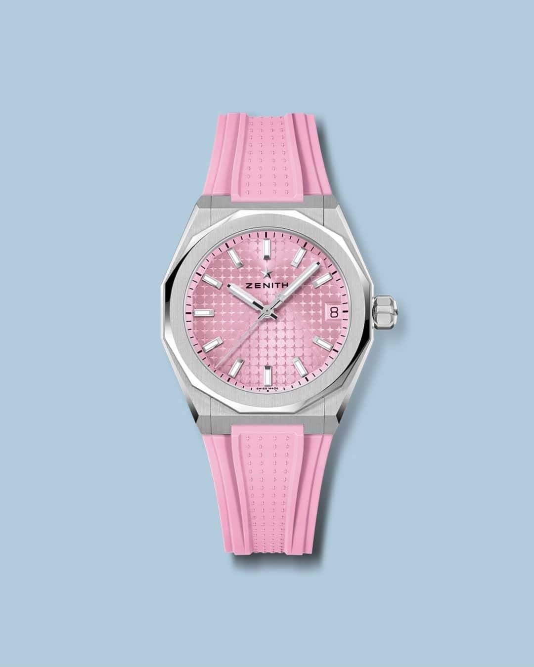 ゼニスのインスタグラム：「#DefySkyline36: A burst of vibrant hue. The Defy Skyline 36 is available in 4 different colors. Each one comes with a steel bracelet and a matching colors rubber strap.」