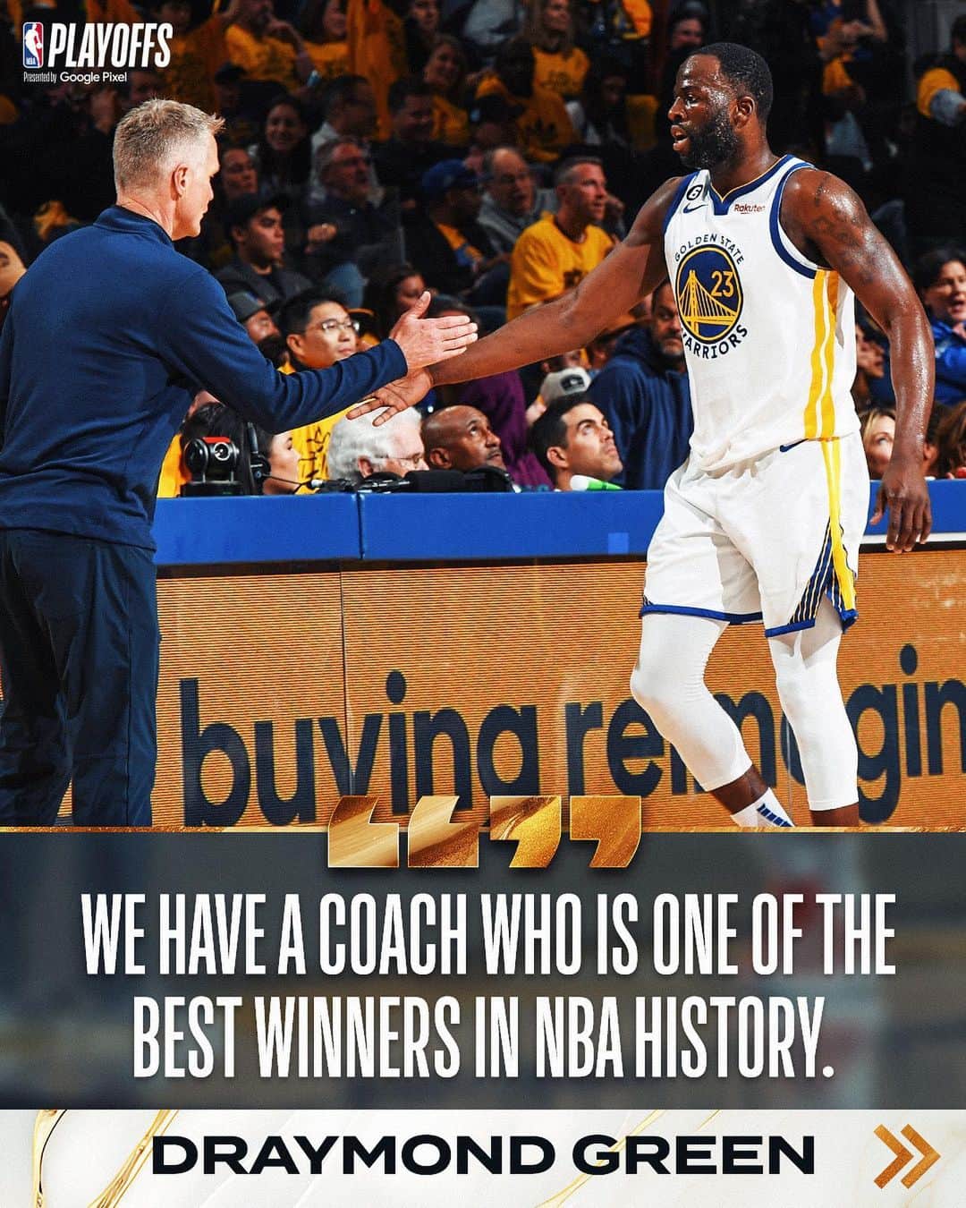 ゴールデンステート・ウォリアーズのインスタグラム：「🗣️ Draymond on Coach Kerr 🗣️」