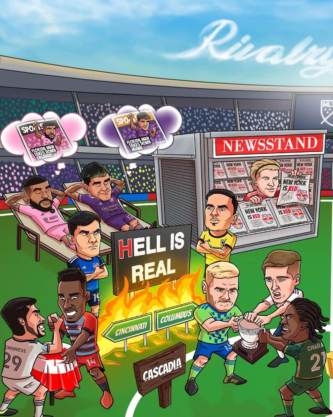 Major League Soccerのインスタグラム：「Bring on the chaos. Rivalry Week kicks off this weekend (May 13-20) and we are SO ready. 😤  You know the drill: Catch all the action on MLS Season Pass on @appletv.」