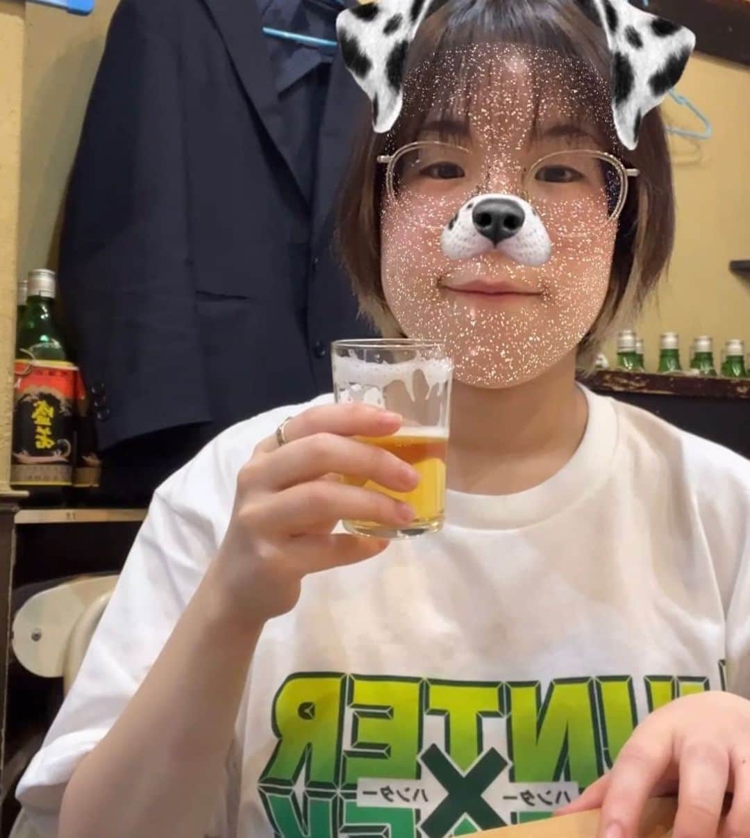 白桃ちゃんのインスタグラム：「ハンハンとビールと俺」