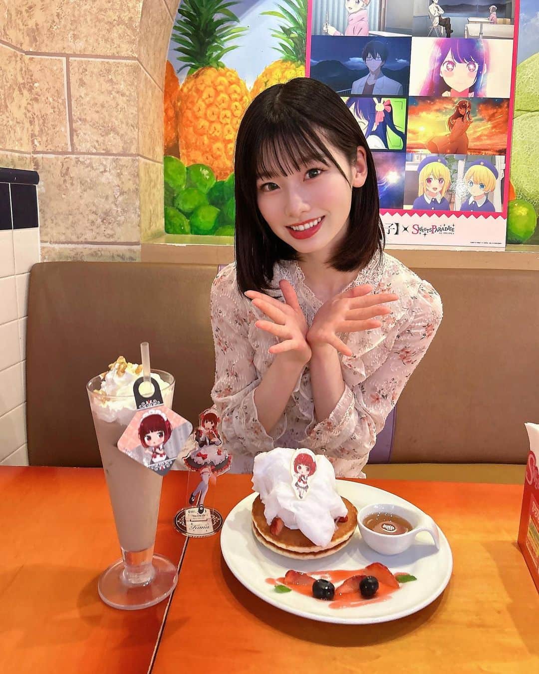のインスタグラム：「.   重曹パンケーキだよ！🥞  baking soda pancake🥞  #推しの子 #有馬かな #スイーツパラダイス #スイーツパラダイスコラボ #スイパラ」