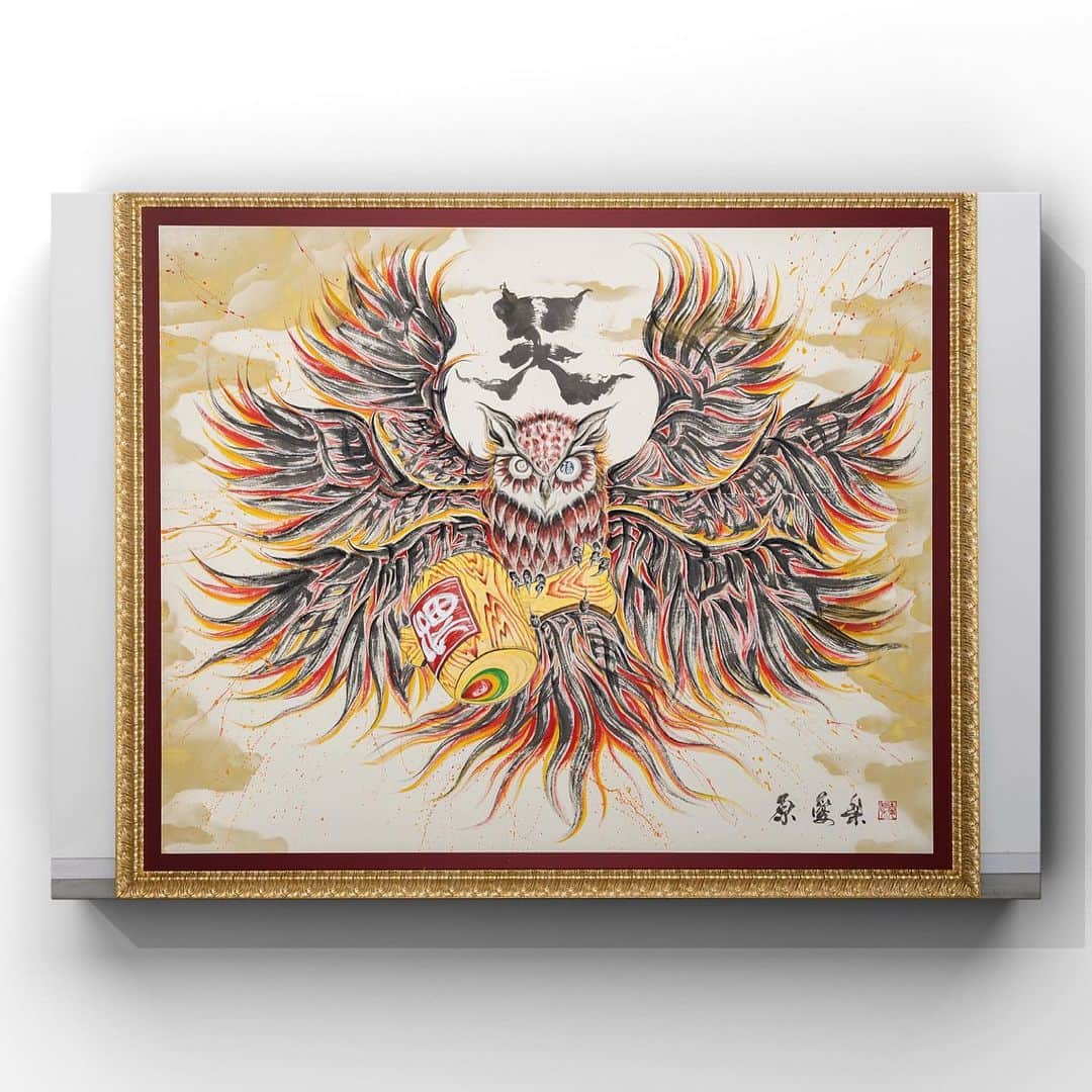 原愛梨のインスタグラム：「⁡ 『The God of Fortune with Seven Wings』 ⁡ Airi Hara solo exhibition #CalligraphyArt ⁡ ーーーーーーーーーーーーーーー ⁡ 『七翼福神図』 ⁡  ⁡ #原愛梨展 #書道アート ⁡ ⁡ 🖌🖌Airi  Hara ⁡ ⁡ ⁡ #calligraphy  #書道アート #書道家 #書道アーティスト #原愛梨」