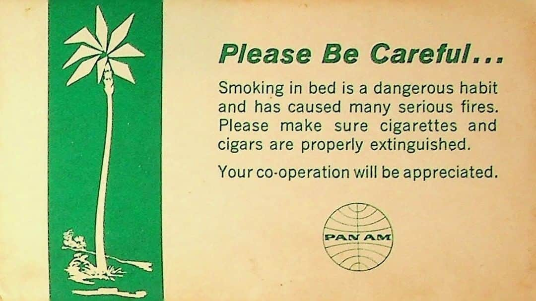 フィリップ・P・キーンのインスタグラム：「From my collection. Good advice. Circa 1960. @pan.am.museum @panam_mech @sticknobillsposters #vintage #aviation #hospitality #smoking」