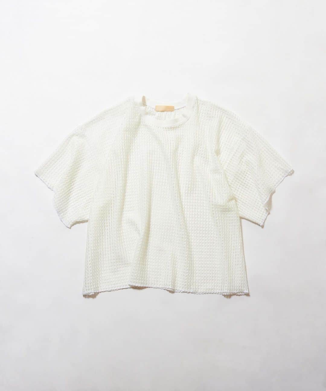 メアグラーティアのインスタグラム：「meagratia 23SS Lase T-shirt col.wht  レース生地を使用したビッグサイズTシャツ。身幅、アームホールともに大きめにつくっておりレイヤードな どを楽しんでいただけます。重ねてきるだけで着こなしのアクセントになるアイテムです。ワンサイズの展開です。  material Polyester 100%  #meagratia #23ss」