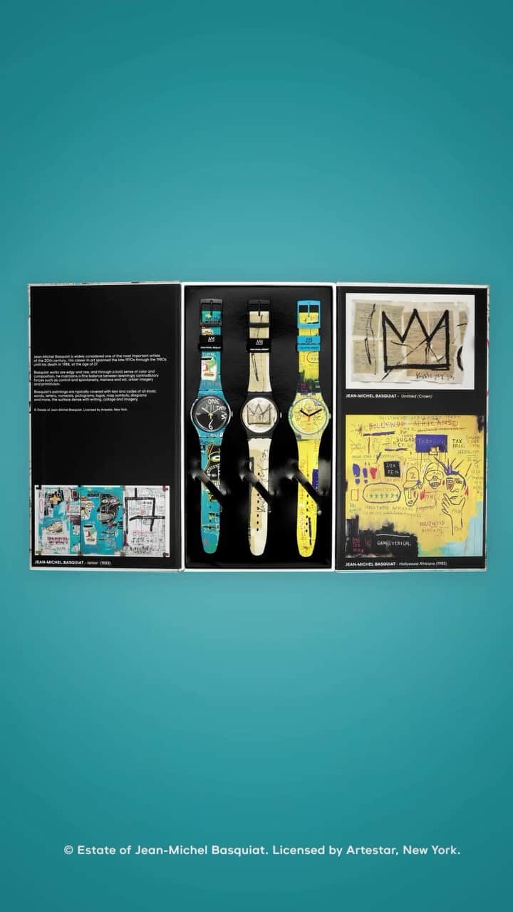 Swatchのインスタグラム：「Are you ready to add the Swatch x JEAN-MICHEL BASQUIAT Set to your collection? 🎨 Head to the link in bio to see how you can get it!  #Swatch #SwatchArtJourney #SwatchxBasquiat @basquiatofficial」