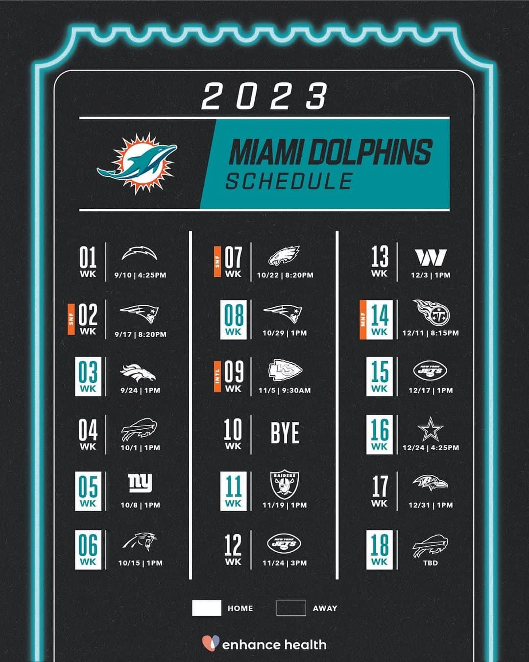 マイアミ・ドルフィンズさんのインスタグラム写真 - (マイアミ・ドルフィンズInstagram)「2023 is gonna be a movie. 🎥   📺: 2023 NFL Schedule Release live now on @nflnetwork」5月12日 9時05分 - miamidolphins