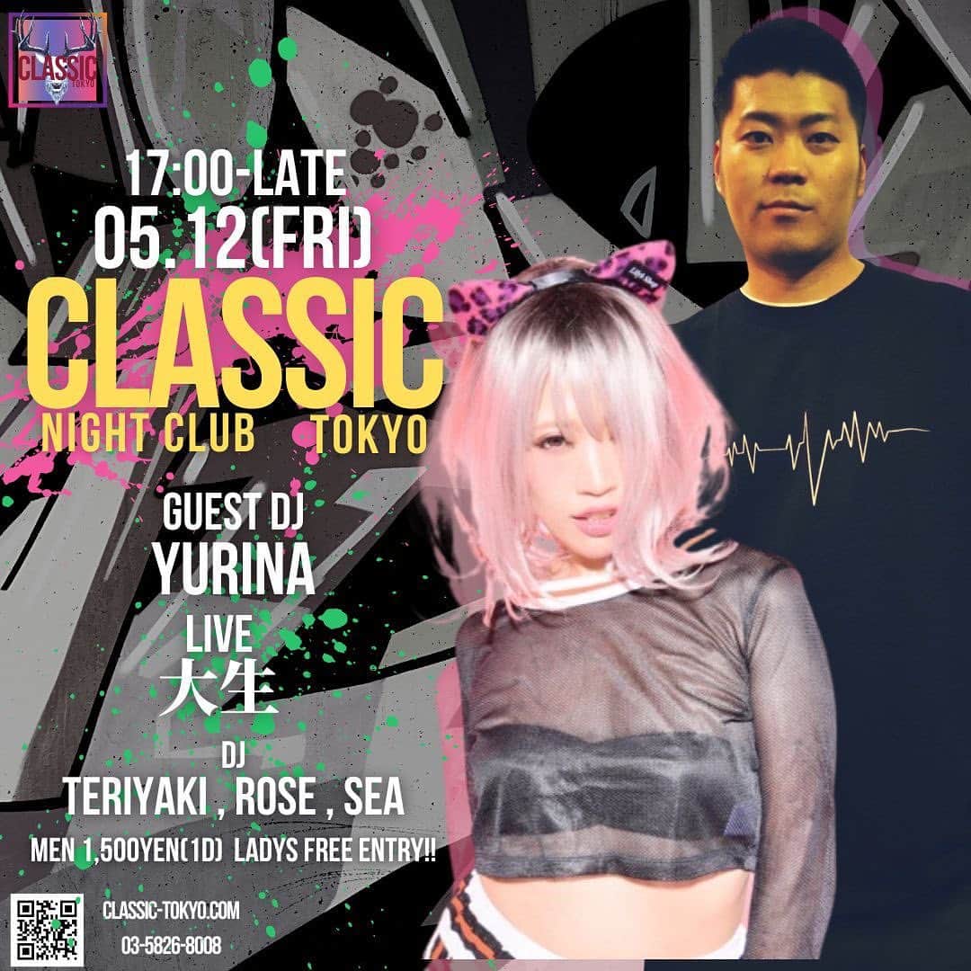 DJ YURINAのインスタグラム：「🌙tonight 🌙 本日 @classic.tokyo  上野にてお待ちしております。  満員御礼👏✨ 最近は週末朝まで随時満員でとても楽しくプレイさせて頂いております。 座れるお席が沢山あり一階にある土地柄、 クラブに行った事ない方や クラブを卒業された方なども ゆっくり飲める環境です。  こう、そういった方もこの縁を通してクラブミュージックを好きになってくれた方も沢山おります。  何よりDJをしていてプレイが終わり 【ありがとう】 と言われる環境で演奏出来ている事にやりがいを感じます。  苦しいコロナ禍を越えて試行錯誤しながらも良い仲間に恵まれ楽しくやってきたからこそ今があると思います✨  最近はこれも縁がありシンガーの方とお仕事をする事も多くなりました。  私には無縁の世界と以前は感じていましたが、DJよりもずっとずっと芽が🌱出ずらいと感じるシンガーさんのサポートを私に出来る事は限られていますが細やかながら、いろんなイベントで出来たらいいなと今は思っていて  普段他現場の縁からまた一緒に上野も盛り上げていける事もとても感謝です。  もっともっと沢山の方に上野の遊び場と新たなアーティストを知ってもらえたら嬉しい🥹  今夜もお待ちしております⭐️  #dj #djyurina #ueno #上野 #仲町通り #ラッパー #rap #rapper #music #live #推し活 #推し #推しの子」