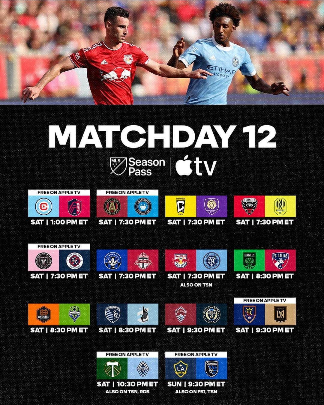 Major League Soccerのインスタグラム：「The first of two big weekends on deck. 🔥  Rivalry Week runs from May 13-20 with all the action on #MLSSeasonPass on @appletv.」