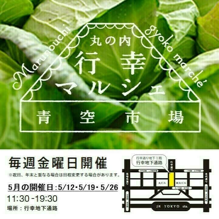 MEET at Marunouchiさんのインスタグラム写真 - (MEET at MarunouchiInstagram)「＼「毎週金曜日」は、丸の内行幸マルシェの日🥦🥭／  【日程】5月12日(金）・19日(金）・26日(金） ※毎週金曜日開催 【時間】11:30-19:30 【場所】行幸地下通路  丸の内行幸マルシェは、2011年5月にスタートして今年で12年目！ 4月よりスタートの地、東京駅直結の丸ビルと新丸ビルの間の行幸地下通路に戻り、 安心でおいしい旬の食材や食品を生産者が直接販売しています🍅  商品情報やおいしい食べ方など、会話を楽しみながら購入できるのも魅力のひとつ✨ “都心の市場”へ、ぜひお立ち寄りください♪  【5/12 出店予定】 ✅Connect Farm（コネクトファーム） ✅茶兎菜莉 @chausa_jasmin  ✅もったいないフルーツショップ ✅HOKKAIDOテーブル ✅ローカル・ワン ✅青空市場セレクトショップ ✅東京胡麻産業 ✅カトレヤ・フィールド ✅モザイクワールド ✅オーストリアのワイン セナー ✅旅先市場めるかど ✅サンクロレラ ✅ねまるちゃテラス  【5/19 出店予定】 ✅Connect Farm（コネクトファーム） ✅ゆずかチャイ @yuzuka_chai  ✅もったいないフルーツショップ  ✅コモズカフェ ✅オリエンタルジュノー ✅アトリエ・ドゥ・ フルール @atelier_de_fleur  ✅青空市場セレクトショップ ✅東京胡麻産業 ✅RaRa ✅エスタリコジャパン @estarico_japan  ✅カトレヤ・フィールド  ✅ローカル・ワン ✅オーストリアのワイン セナー ✅旅先市場めるかど ✅皆美館 ✅ドゥトップ ✅勝藤屋  【5/26 出店予定】 ✅Connect Farm（コネクトファーム）	 ✅RaRa @rara.radiant  ✅もったいないフルーツショップ @haruselection ✅モザイクワールド @mosaiqueworld  ✅ローカル・ワン ✅青空市場セレクトショップ @aozora.ichiba  ✅東京胡麻産業 ✅カトレヤ・フィールド @katoreya_field_official ✅HOKKAIDOテーブル @hokkaido_tabl ✅オーストリアのワイン セナー @senna_tsuiki  ✅旅先市場めるかど @mercado.fruit  ✅大東製糖・カーラ・アウレリア @daito_sugar ✅Green PEARL（グリーン パール ） @greenpearl_2020 ✅皆美館 ✅ドゥトップ ✅オリエンタルジュノー ✅林兼産業 ✅ニチモウフーズ ✅勝藤屋  #大手町 #丸の内 #有楽町 #東京 #tokyo #東京駅 #marunouchi #東京観光 #丸の内行幸マルシェ #行幸マルシェ #行幸地下通路 #丸ビル #新丸ビル #産直 #マルシェ #マーケット」5月12日 11時01分 - marunouchi_com