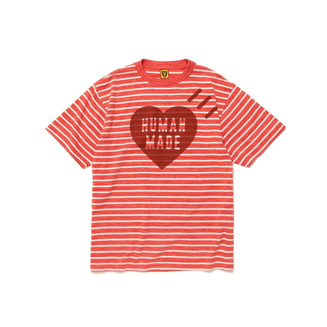 HUMAN MADEさんのインスタグラム写真 - (HUMAN MADEInstagram)「"STRIPED HEART T-SHIRT" is available at 13th May 11:00am (JST) at Human Made stores mentioned below.  5月13日AM11時より、"STRIPED HEART T-SHIRT” が HUMAN MADE のオンラインストア並びに下記の直営店舗にて発売となります。  [取り扱い直営店舗 - Available at these Human Made stores] ■ HUMAN MADE ONLINE STORE ■ HUMAN MADE OFFLINE STORE ■ HUMAN MADE HARAJUKU ■ HUMAN MADE SHIBUYA PARCO ■ HUMAN MADE 1928 ■ HUMAN MADE SHINSAIBASHI PARCO  *在庫状況は各店舗までお問い合わせください。 *Please contact each store for stock status.  独特のかすれ感が特徴的な半袖ボーダーTシャツ。 スタンダードなシルエットと、ボーダーと同色系で揃えたハートロゴのグラフィックが特徴です。  Short sleeve T-shirt with a distinctive blurred look. Features a standard silhouette and a heart logo in the same color as the border stripes.」5月12日 11時12分 - humanmade
