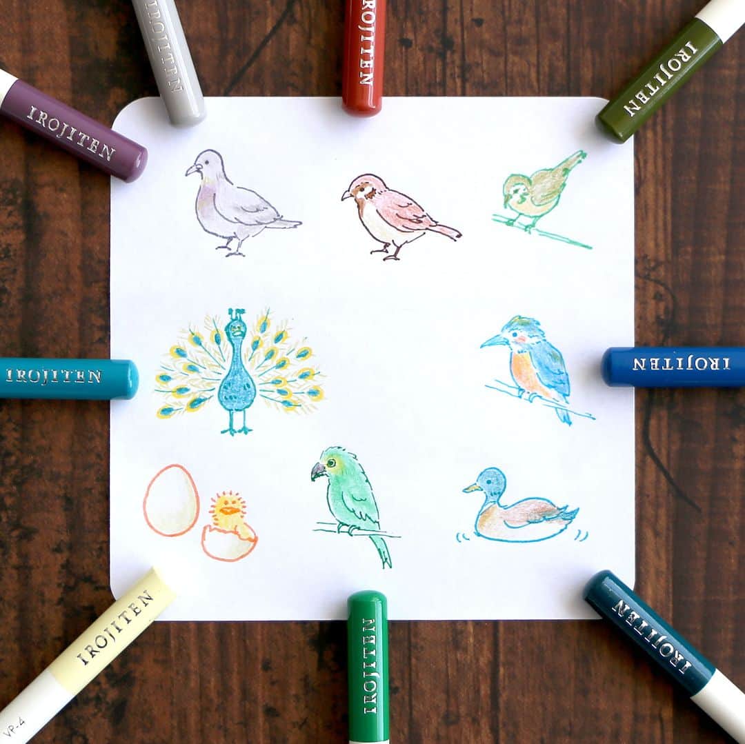 トンボ鉛筆さんのインスタグラム写真 - (トンボ鉛筆Instagram)「5/10～5/16は #愛鳥週間 !🐣🦜🦆 ということで、色鉛筆「色辞典」全100色の中から、鳥に関連する色名をピックアップ！  トンボのwebメディア「FUNART STUDIO」で紹介している、イラストレーターの岡本倫幸（ @amagaeru553 ）さんが教えてくれた「かんたんイラストの描き方『鳥のイラストを描こう』」の記事を参考に鳥さんたちを描いてみました🦩  鳥の種類ごとに描き分けるポイントを丁寧に紹介しているので、やってみると、意外と簡単にいろいろな鳥さんたちが描けます🦚  トンボ鉛筆がお送りするアートを楽しむ公式アカウント @tombow_art_official　もチェック！  #tombowfunart #funartstudio #tombow #withtombow #文房具 #ぶんぼうぐ #色鉛筆 #色辞典 #irojiten #手描き #鳥 #鳥スタグラム #バードウィーク #bird #手描きイラスト」5月12日 17時00分 - tombowpencil