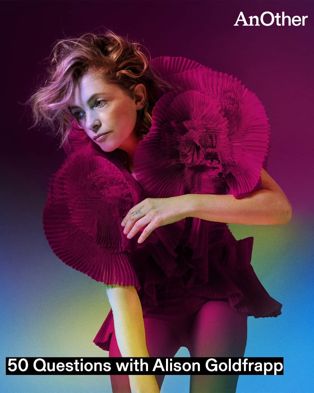 AnOther Magazineのインスタグラム：「If @alison_goldfrapp had a rocket, who would she put on it? "A lot of British politicians. And Trump."⁠ ⁠ As her first ever solo album The Love Intention is released, Alison Goldfrapp agrees to AnOther’s 50 Questions challenge, talking candidly about everything from her creative process to meeting Madonna. Read the interview at the link in bio 📲⁠ ⁠ 📸 Courtesy of @alison_goldfrapp⁠」