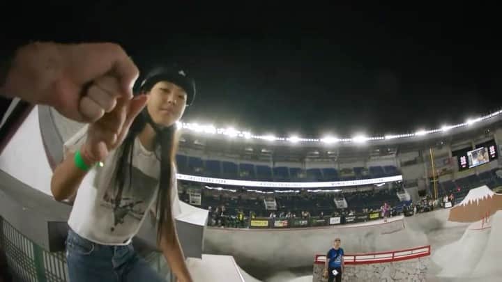 開心那のインスタグラム：「『エックスゲームズCHIBA2023』  #スケボーカメラマン  クリスの迫力映像をどうぞ📹  🛹スケートボード 女子パーク予選 ❌#開心那 選手  #XGamesChiba2023」