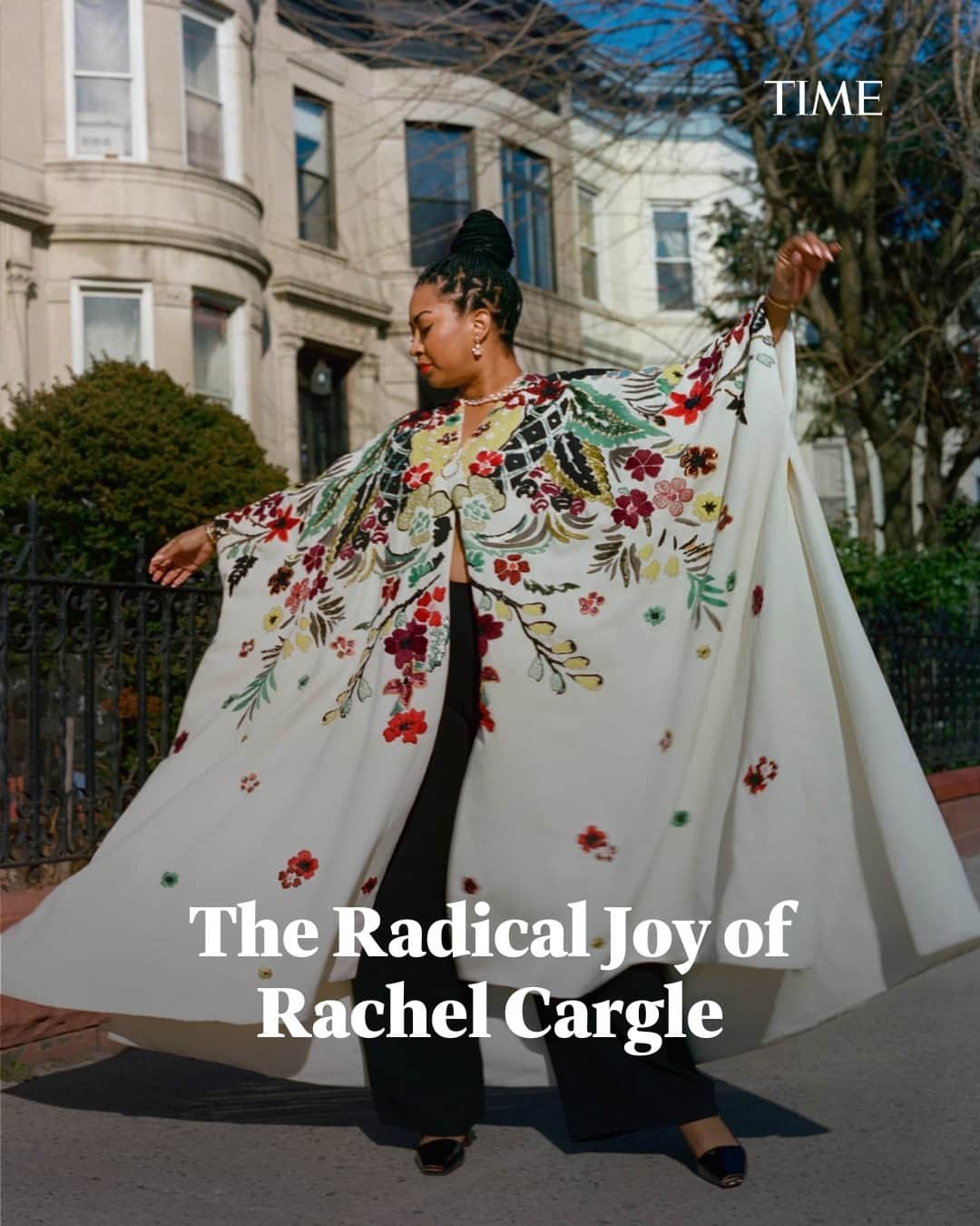 TIME Magazineのインスタグラム：「Rachel Cargle is a Black woman leading a modern, multihyphenate life, improbably filled with “an abundance of ease”—one of her favorite phrases.   Her career as an influencer, speaker, and writer began about six years ago with the Instagram account @rachel.cargle; her posts on grief, self-care, liberation, and the conduct of “nice” white feminists have earned her 1.6 million followers. And she has over 1 million more following side accounts like @richauntiesupreme, which celebrates the life choices of women without children, and those for her businesses: a bookstore and writing center in Akron, Ohio; an online self-paced learning platform; and a foundation bringing mental-health support to Black women and girls (@thelovelandfoundation).  And now, her debut book, "A Renaissance of Our Own: A Memoir & Manifesto on Reimagining," is about to be out in the world. Publishing on May 16, the book and the worldview it illuminates are open to all, Cargle says, but it was written first and foremost for Black women. Because silencing, shaming, correcting, ignoring, downplaying, degrading, overburdening, and still demanding more from Black women remains the norm.  At the link in our bio, learn more about Cargle’s forthcoming work — and her commitment to radical joy.  Photograph by Lelanie Foster (@lelanief)」