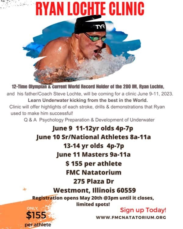 ライアン・ロクテのインスタグラム：「get ready for an amazing IAGC/ Splash LLC  swim clinic! sign up now or miss out! @burleybokos @tess.stav @piperwoodpeince @bradyj.24」